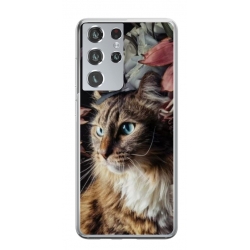 Husa personalizata tip carcasa HQPrint pentru Samsung Galaxy S21 Ultra, model Cat 1, multicolor, S1D1M0143