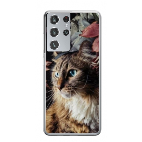 Husa personalizata tip carcasa HQPrint pentru Samsung Galaxy S21 Ultra, model Cat 1, multicolor, S1D1M0143