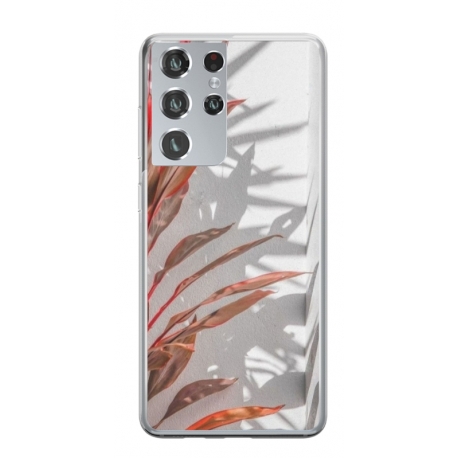 Husa personalizata tip carcasa HQPrint pentru Samsung Galaxy S21 Ultra, model Leaf Design 4, multicolor, S1D1M0155