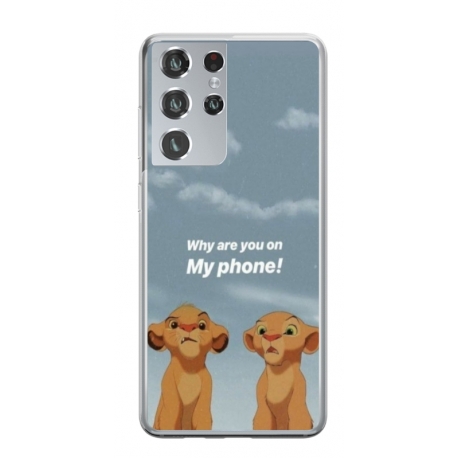 Husa personalizata tip carcasa HQPrint pentru Samsung Galaxy S21 Ultra, model Why are you on my phone, multicolor, S1D1M0220