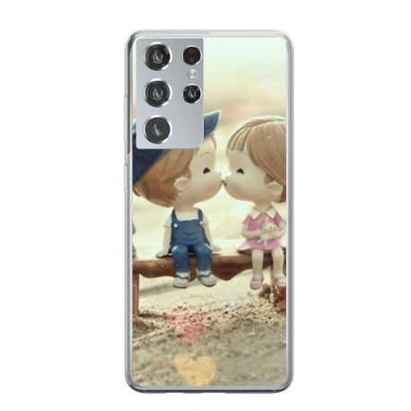 Husa personalizata tip carcasa HQPrint pentru Samsung Galaxy S21 Ultra, model Kiss, multicolor, S1D1M0259