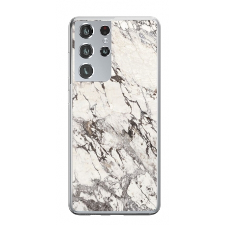 Husa personalizata tip carcasa HQPrint pentru Samsung Galaxy S21 Ultra, model White Marble, multicolor, S1D1M0325