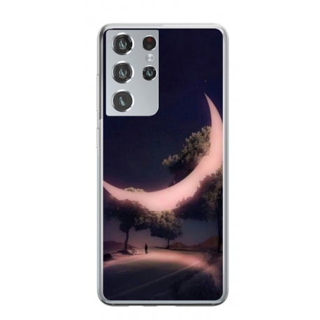 Husa personalizata tip carcasa HQPrint pentru Samsung Galaxy S21 Ultra, model Moon in the Trees, multicolor, S1D1M0331