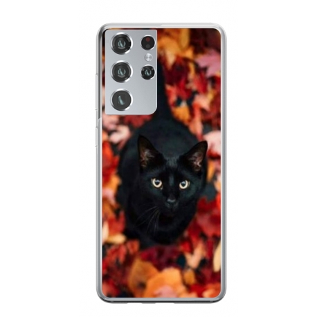 Husa personalizata tip carcasa HQPrint pentru Samsung Galaxy S22 Ultra, model Black Cat 3, multicolor, S1D1M0017