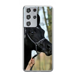 Husa personalizata tip carcasa HQPrint pentru Samsung Galaxy S22 Ultra, model Black Horse, multicolor, S1D1M0019