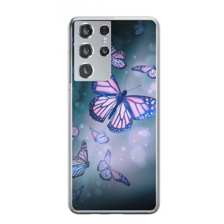 Husa personalizata tip carcasa HQPrint pentru Samsung Galaxy S22 Ultra, model Butterfly 1, multicolor, S1D1M0028