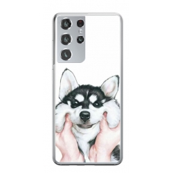 Husa personalizata tip carcasa HQPrint pentru Samsung Galaxy S22 Ultra, model Fluffy Dog, multicolor, S1D1M0033