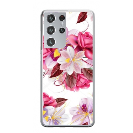 Husa personalizata tip carcasa HQPrint pentru Samsung Galaxy S22 Ultra, model Flowers 4, multicolor, S1D1M0040