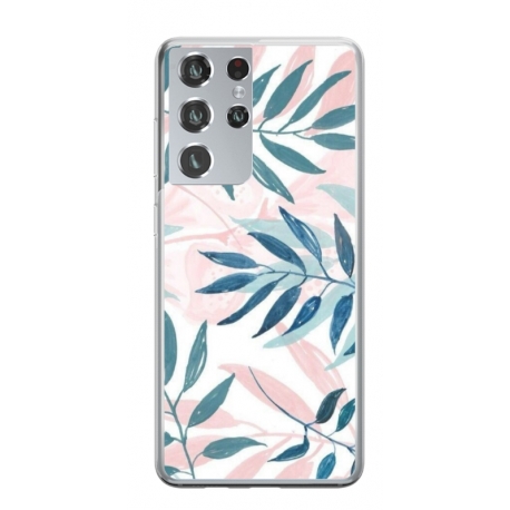 Husa personalizata tip carcasa HQPrint pentru Samsung Galaxy S22 Ultra, model Leaf Design 1, multicolor, S1D1M0044