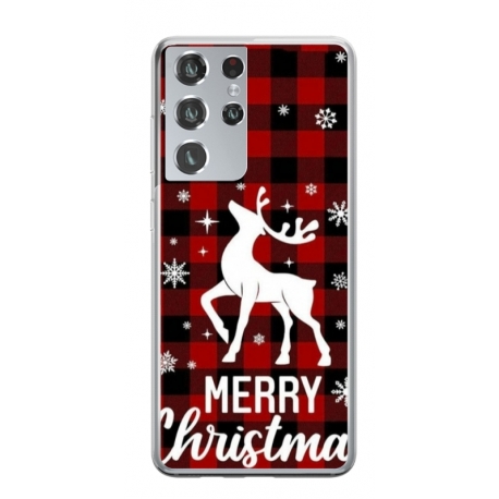 Husa personalizata tip carcasa HQPrint pentru Samsung Galaxy S22 Ultra, model Merry Christmas Reindeer 2, multicolor, S1D1M0050