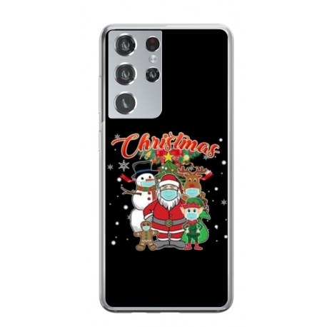 Husa personalizata tip carcasa HQPrint pentru Samsung Galaxy S22 Ultra, model Covid Christmas, multicolor, S1D1M0054