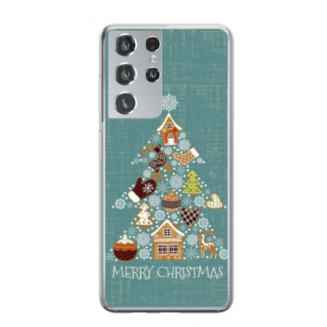 Husa personalizata tip carcasa HQPrint pentru Samsung Galaxy S22 Ultra, model Merry Christmas 1, multicolor, S1D1M0056