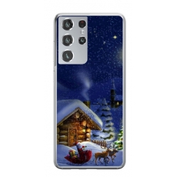 Husa personalizata tip carcasa HQPrint pentru Samsung Galaxy S22 Ultra, model Christmas Cottage, multicolor, S1D1M0059