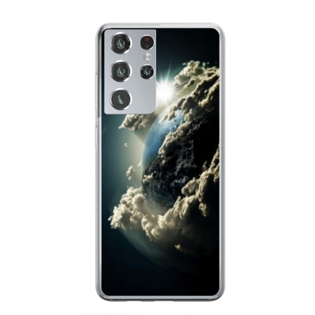 Husa personalizata tip carcasa HQPrint pentru Samsung Galaxy S22 Ultra, model Cloudy Earth, multicolor, S1D1M0067