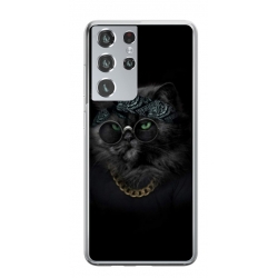 Husa personalizata tip carcasa HQPrint pentru Samsung Galaxy S22 Ultra, model Black Cat 4, multicolor, S1D1M0097