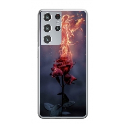 Husa personalizata tip carcasa HQPrint pentru Samsung Galaxy S22 Ultra, model Fire Rose, multicolor, S1D1M0158