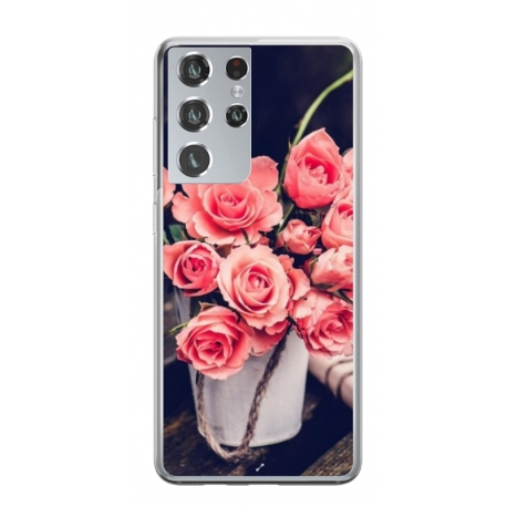 Husa personalizata tip carcasa HQPrint pentru Samsung Galaxy S21 Ultra, model Flowers 22, multicolor, S1D1M0379