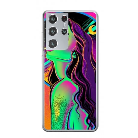 Husa personalizata tip carcasa HQPrint pentru Samsung Galaxy S22 Ultra, model Colorful Girl, multicolor, S1D1M0249