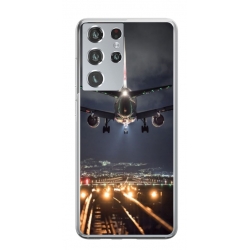 Husa personalizata tip carcasa HQPrint pentru Samsung Galaxy S22 Ultra, model Airplane Landing, multicolor, S1D1M0266
