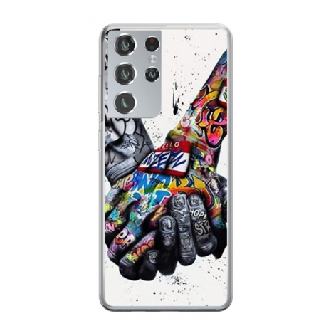 Husa personalizata tip carcasa HQPrint pentru Samsung Galaxy S22 Ultra, model Abstract Holding, multicolor, S1D1M0271