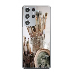 Husa personalizata tip carcasa HQPrint pentru Samsung Galaxy S22 Ultra, model Brush, multicolor, S1D1M0282