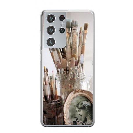 Husa personalizata tip carcasa HQPrint pentru Samsung Galaxy S22 Ultra, model Brush, multicolor, S1D1M0282