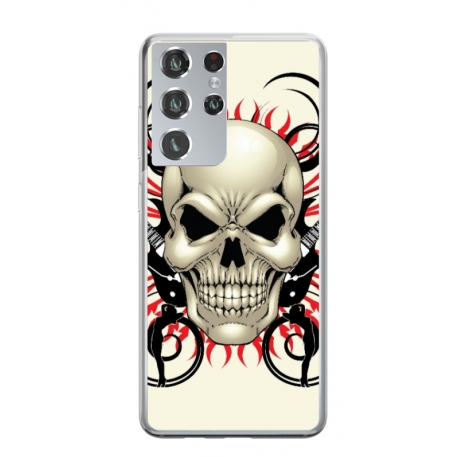 Husa personalizata tip carcasa HQPrint pentru Samsung Galaxy S22 Ultra, model Skull 1, multicolor, S1D1M0284