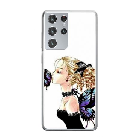 Husa personalizata tip carcasa HQPrint pentru Samsung Galaxy S22 Ultra, model Butterfly Fairy, multicolor, S1D1M0294