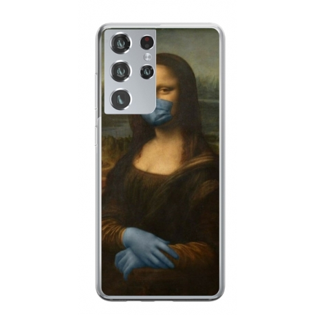 Husa personalizata tip carcasa HQPrint pentru Samsung Galaxy S22 Ultra, model Covid Mona Lisa, multicolor, S1D1M0327