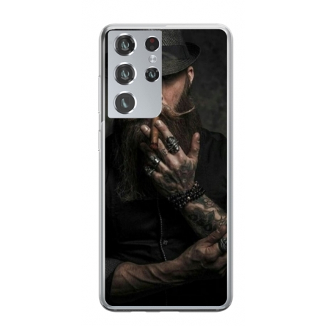 Husa personalizata tip carcasa HQPrint pentru Samsung Galaxy S22 Ultra, model Beard Man, multicolor, S1D1M0355