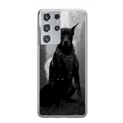 Husa personalizata tip carcasa HQPrint pentru Samsung Galaxy S23 Ultra, model Doberman, multicolor, S1D1M0018