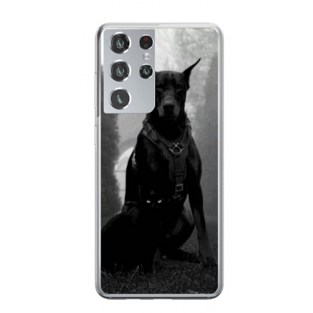 Husa personalizata tip carcasa HQPrint pentru Samsung Galaxy S23 Ultra, model Doberman, multicolor, S1D1M0018