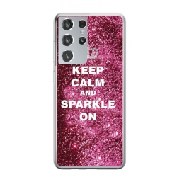 Husa personalizata tip carcasa HQPrint pentru Samsung Galaxy S23 Ultra, model Keep Calm and Sparkle On, multicolor, S1D1M0252