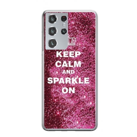 Husa personalizata tip carcasa HQPrint pentru Samsung Galaxy S23 Ultra, model Keep Calm and Sparkle On, multicolor, S1D1M0252