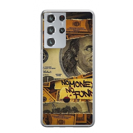 Husa personalizata tip carcasa HQPrint pentru Samsung Galaxy S23 Ultra, model No Money No Funny, multicolor, S1D1M0262
