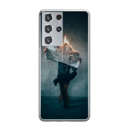 Husa personalizata tip carcasa HQPrint pentru Samsung Galaxy S23 Ultra, model Burn the News, multicolor, S1D1M0345