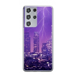 Husa personalizata tip carcasa HQPrint pentru Samsung Galaxy S23 Ultra, model Purple Lightning, multicolor, S1D1M0354