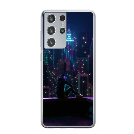 Husa personalizata tip carcasa HQPrint pentru Samsung Galaxy S24 Ultra, model Neon City, multicolor, S1D1M0260