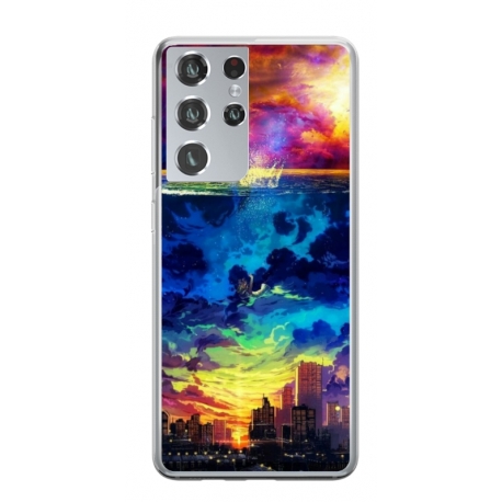 Husa personalizata tip carcasa HQPrint pentru Samsung Galaxy S24 Ultra, model Abstract City, multicolor, S1D1M0263