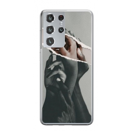 Husa personalizata tip carcasa HQPrint pentru Samsung Galaxy S24 Ultra, model Black and White Hands, multicolor, S1D1M0300