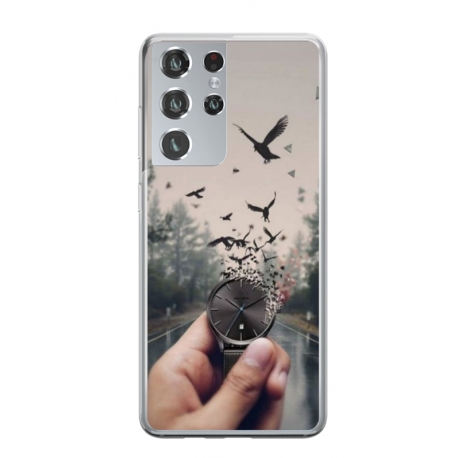Husa personalizata tip carcasa HQPrint pentru Samsung Galaxy S24 Ultra, model Time Flies 2, multicolor, S1D1M0365
