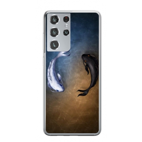 Husa personalizata tip carcasa HQPrint pentru Samsung Galaxy S24 Ultra, model Ying and Yang Fish, multicolor, S1D1M0390