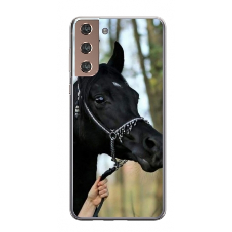 Husa personalizata tip carcasa HQPrint pentru Samsung Galaxy S24, model Black Horse, multicolor, S1D1M0019