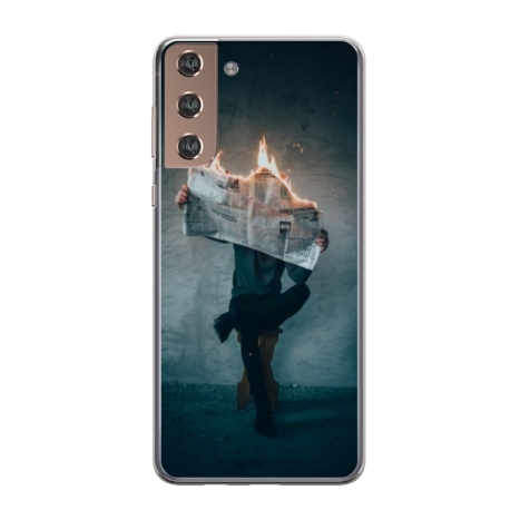 Husa personalizata tip carcasa HQPrint pentru Samsung Galaxy S24, model Burn the News, multicolor, S1D1M0345