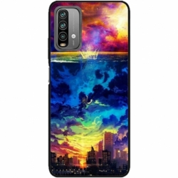 Husa personalizata tip carcasa HQPrint pentru Xiaomi Redmi Note 9 Pro Max, model Abstract City, multicolor, S1D1M0263