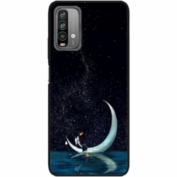 Husa personalizata tip carcasa HQPrint pentru Xiaomi Redmi Note 9S, model Moon Fishing, multicolor, S1D1M0270