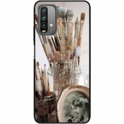 Husa personalizata tip carcasa HQPrint pentru Xiaomi Redmi Note 9S, model Brush, multicolor, S1D1M0282
