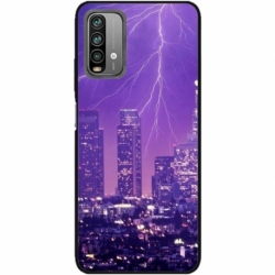 Husa personalizata tip carcasa HQPrint pentru Xiaomi Redmi Note 9S, model Purple Lightning, multicolor, S1D1M0354