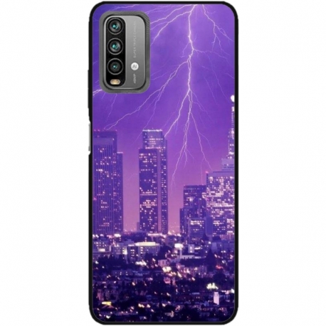 Husa personalizata tip carcasa HQPrint pentru Xiaomi Redmi Note 9S, model Purple Lightning, multicolor, S1D1M0354