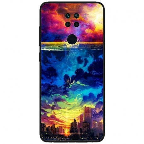 Husa personalizata tip carcasa HQPrint pentru Xiaomi Redmi Note 9 5G, model Abstract City, multicolor, S1D1M0263